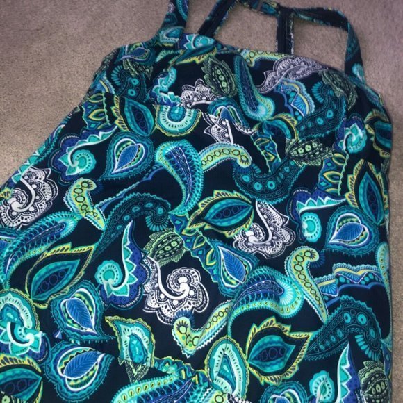 Lands End‎ Tankini Swim Top Swimwear Size Women's 8 Blue Paisley - Picture 8 of 9